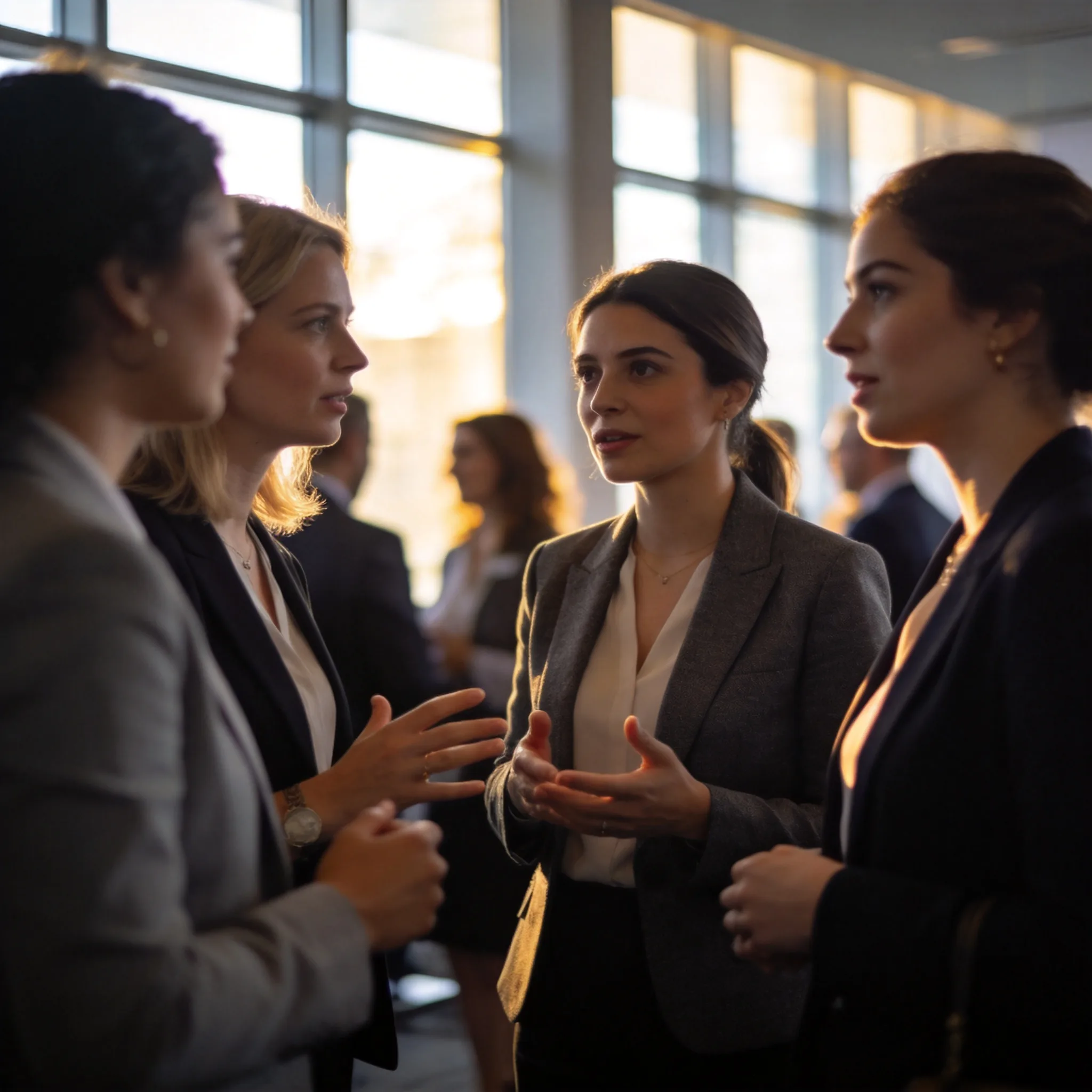 Businesswomen networking at a corporate conference